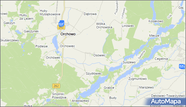 mapa Osówiec gmina Orchowo, Osówiec gmina Orchowo na mapie Targeo