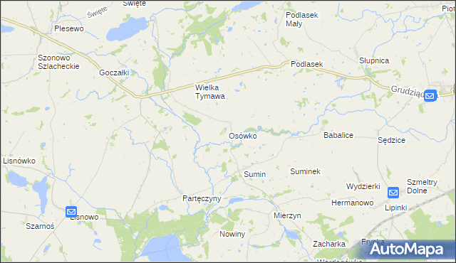 mapa Osówko gmina Biskupiec, Osówko gmina Biskupiec na mapie Targeo