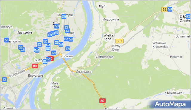 mapa Ostromecko, Ostromecko na mapie Targeo