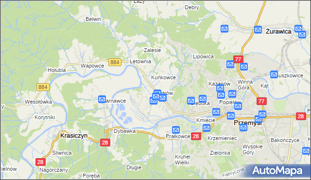 mapa Ostrów gmina Przemyśl, Ostrów gmina Przemyśl na mapie Targeo