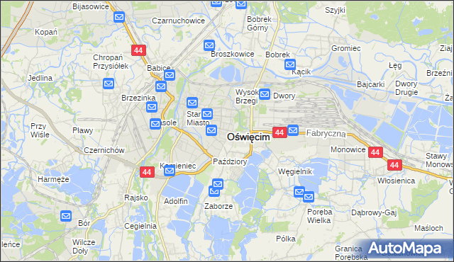 mapa Oświęcimia, Oświęcim na mapie Targeo