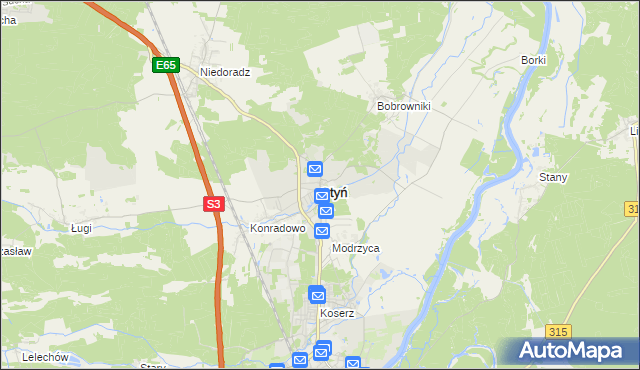 mapa Otyń, Otyń na mapie Targeo
