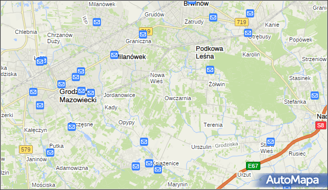 mapa Owczarnia gmina Brwinów, Owczarnia gmina Brwinów na mapie Targeo