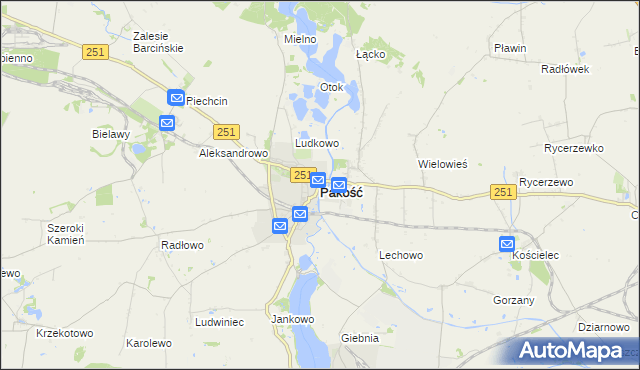 mapa Pakość powiat inowrocławski, Pakość powiat inowrocławski na mapie Targeo
