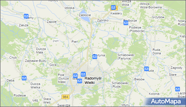 mapa Partynia, Partynia na mapie Targeo