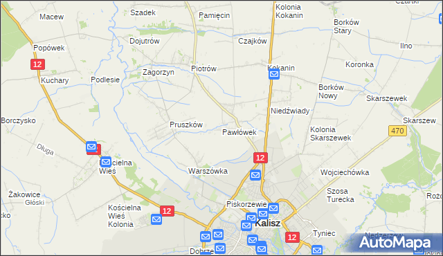 mapa Pawłówek gmina Blizanów, Pawłówek gmina Blizanów na mapie Targeo