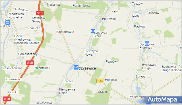 mapa Pawłówek gmina Strzyżewice, Pawłówek gmina Strzyżewice na mapie Targeo