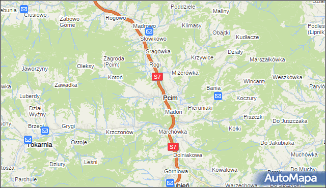 mapa Pcim, Pcim na mapie Targeo