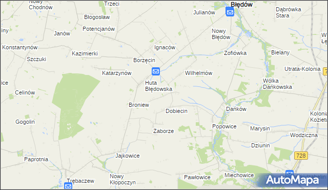 mapa Pelinów gmina Błędów, Pelinów gmina Błędów na mapie Targeo