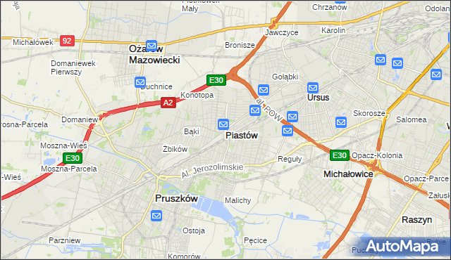 mapa Piastów powiat pruszkowski, Piastów powiat pruszkowski na mapie Targeo