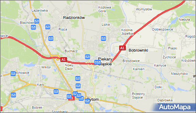 mapa Piekary Śląskie, Piekary Śląskie na mapie Targeo