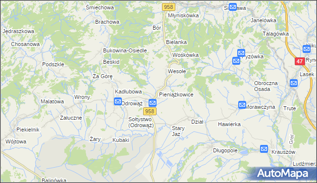 mapa Pieniążkowice, Pieniążkowice na mapie Targeo