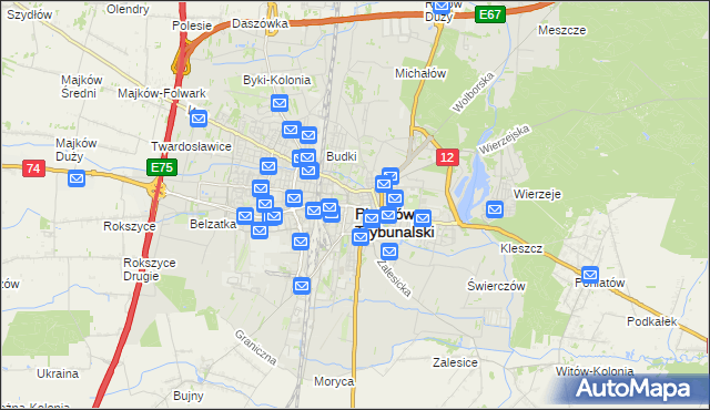 mapa Piotrków Trybunalski, Piotrków Trybunalski na mapie Targeo