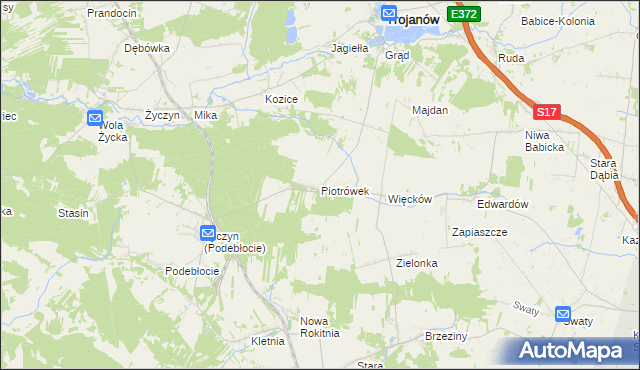 mapa Piotrówek gmina Trojanów, Piotrówek gmina Trojanów na mapie Targeo