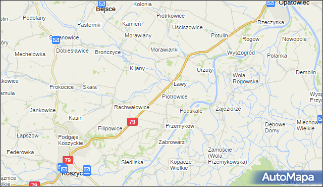 mapa Piotrowice gmina Koszyce, Piotrowice gmina Koszyce na mapie Targeo