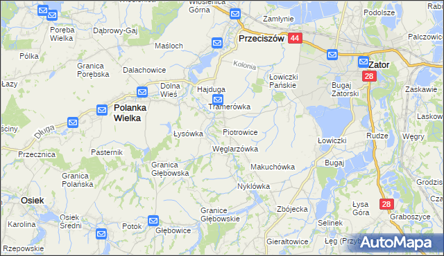 mapa Piotrowice gmina Przeciszów, Piotrowice gmina Przeciszów na mapie Targeo