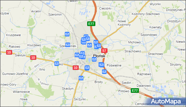 mapa Płońsk, Płońsk na mapie Targeo