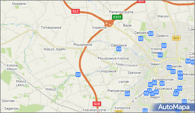 mapa Płouszowice-Kolonia, Płouszowice-Kolonia na mapie Targeo