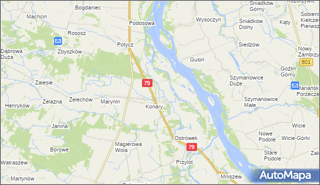 mapa Podgórzyce gmina Warka, Podgórzyce gmina Warka na mapie Targeo