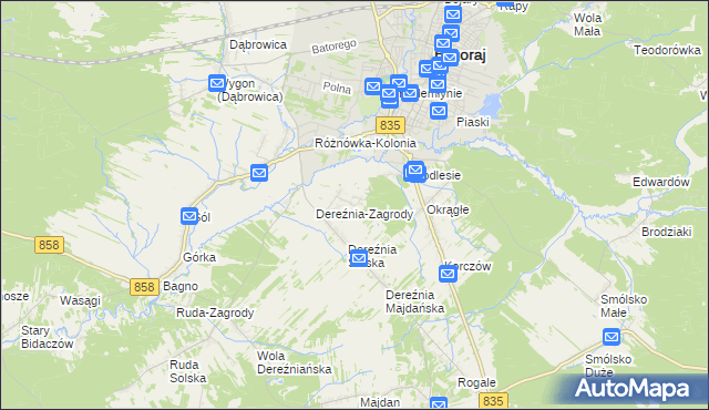 mapa Podlesie gmina Biłgoraj, Podlesie gmina Biłgoraj na mapie Targeo