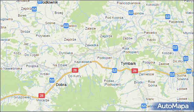 mapa Podłopień, Podłopień na mapie Targeo