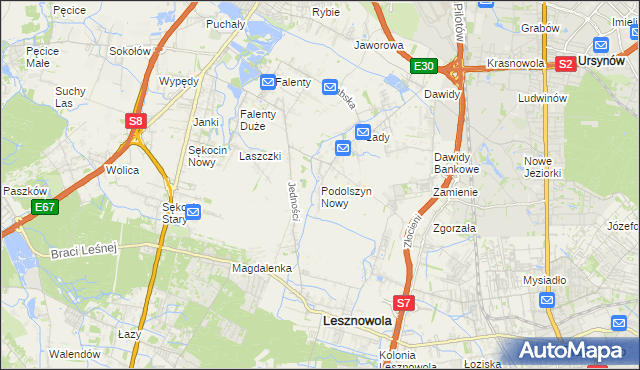 mapa Podolszyn Nowy, Podolszyn Nowy na mapie Targeo