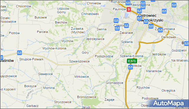 mapa Podszkodzie, Podszkodzie na mapie Targeo