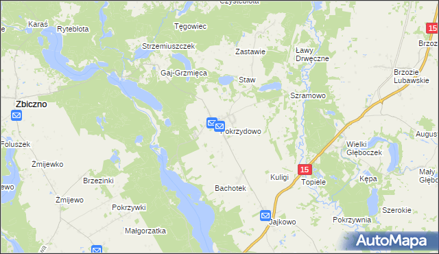 mapa Pokrzydowo, Pokrzydowo na mapie Targeo