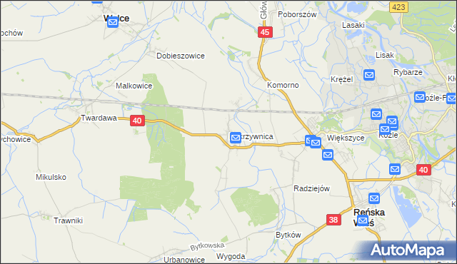 mapa Pokrzywnica gmina Reńska Wieś, Pokrzywnica gmina Reńska Wieś na mapie Targeo