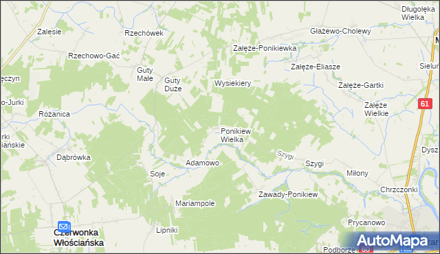 mapa Ponikiew Wielka, Ponikiew Wielka na mapie Targeo