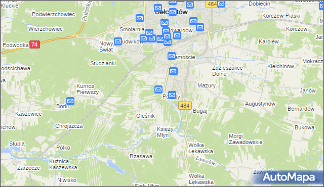 mapa Poręby gmina Bełchatów, Poręby gmina Bełchatów na mapie Targeo