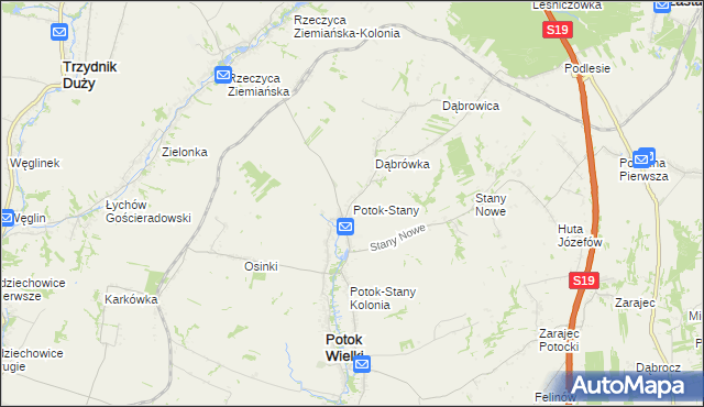 mapa Potok-Stany, Potok-Stany na mapie Targeo