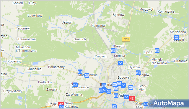mapa Proćwin, Proćwin na mapie Targeo