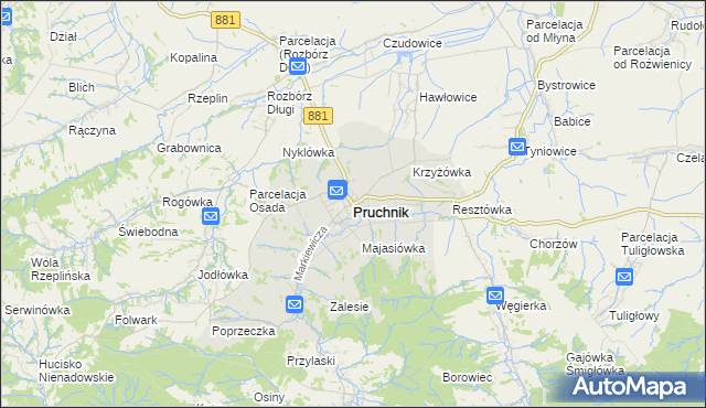 mapa Pruchnik powiat jarosławski, Pruchnik powiat jarosławski na mapie Targeo