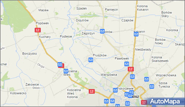 mapa Pruszków gmina Blizanów, Pruszków gmina Blizanów na mapie Targeo