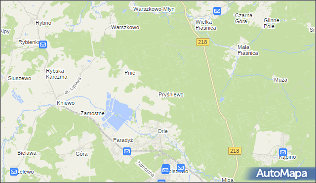 mapa Pryśniewo, Pryśniewo na mapie Targeo