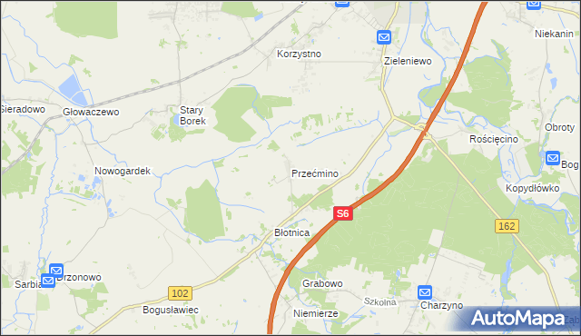 mapa Przećmino, Przećmino na mapie Targeo