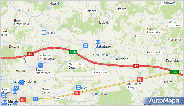 mapa Przedewsie gmina Jakubów, Przedewsie gmina Jakubów na mapie Targeo
