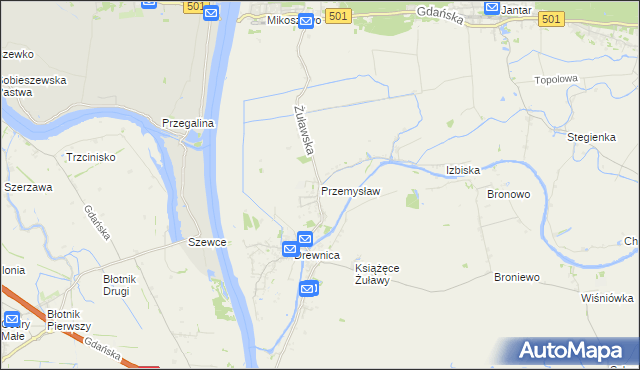 mapa Przemysław gmina Stegna, Przemysław gmina Stegna na mapie Targeo