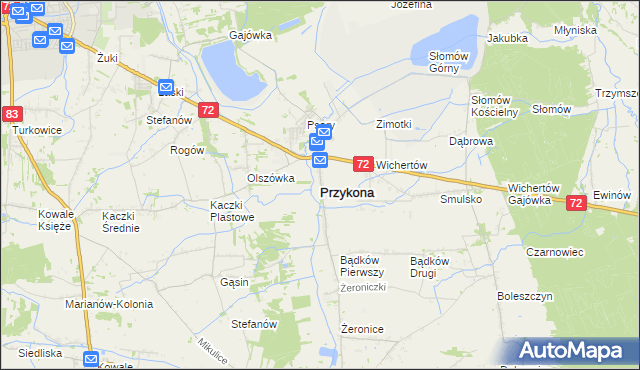 mapa Przykona, Przykona na mapie Targeo