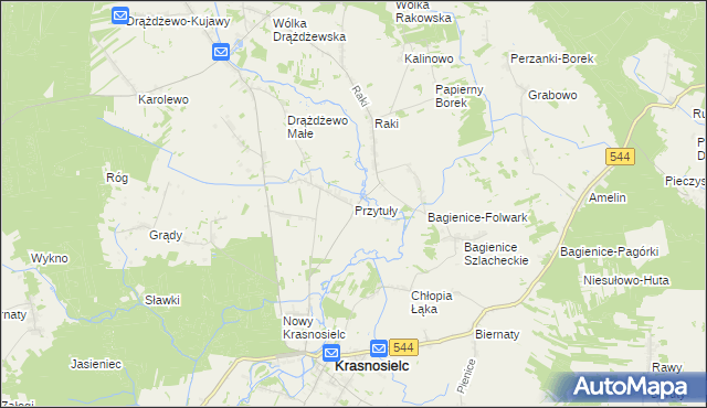 mapa Przytuły gmina Krasnosielc, Przytuły gmina Krasnosielc na mapie Targeo