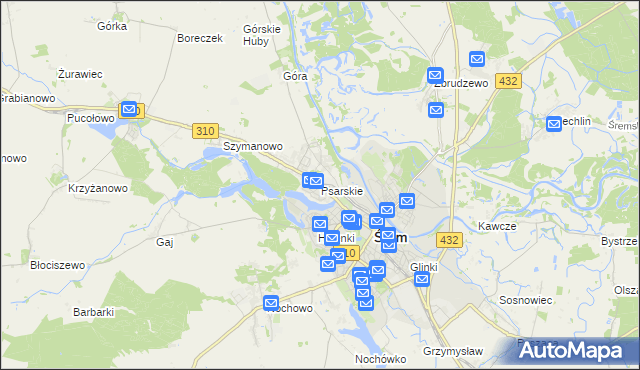 mapa Psarskie gmina Śrem, Psarskie gmina Śrem na mapie Targeo