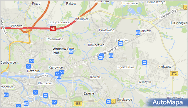 mapa Psie Pole gmina Wrocław, Psie Pole gmina Wrocław na mapie Targeo