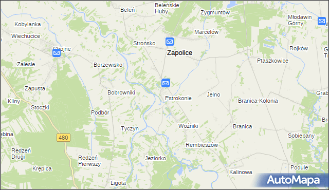 mapa Pstrokonie, Pstrokonie na mapie Targeo