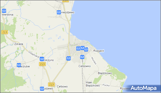 mapa Puck, Puck na mapie Targeo