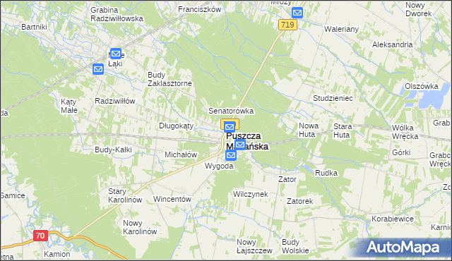 mapa Puszcza Mariańska, Puszcza Mariańska na mapie Targeo