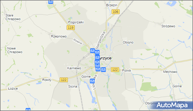 mapa Pyrzyce, Pyrzyce na mapie Targeo