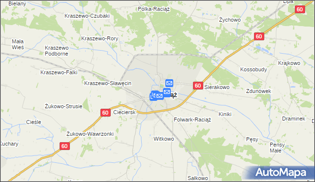 mapa Raciąż powiat płoński, Raciąż powiat płoński na mapie Targeo