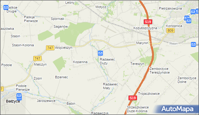 mapa Radawiec Duży, Radawiec Duży na mapie Targeo