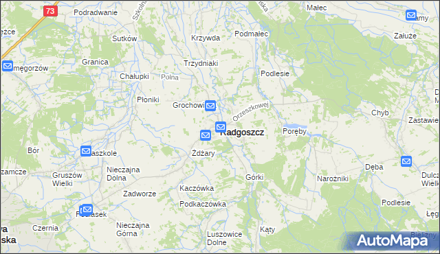 mapa Radgoszcz powiat dąbrowski, Radgoszcz powiat dąbrowski na mapie Targeo